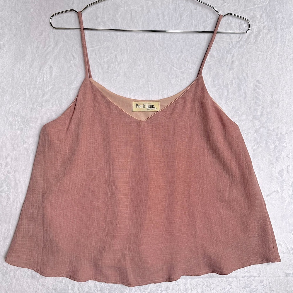 Spaghetti Strap Cropped Rose Swing Top Peach Love California Club Girly Feminine